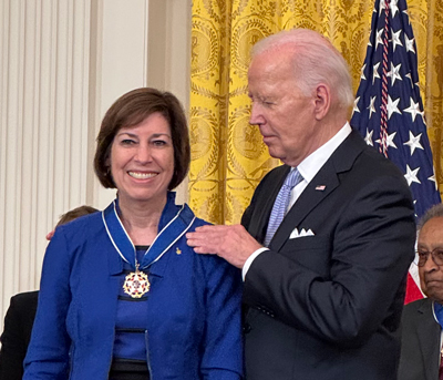 Ellen Ochoa receives The Presidential Medal of Freedom from President Joe Biden.